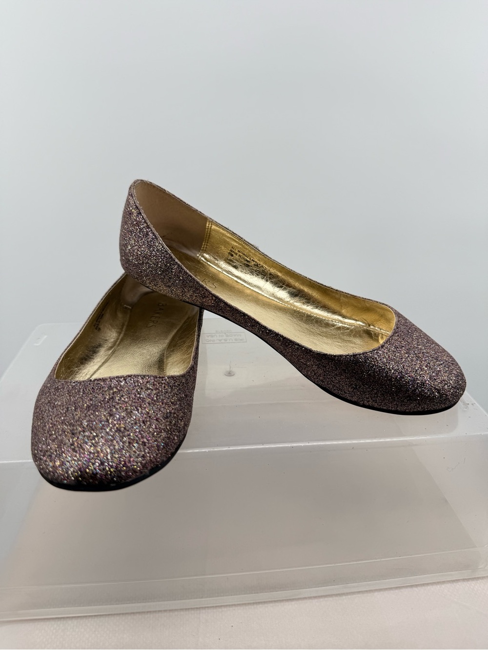 Bakers Glitter Ballet Flats in Mauve with Gold Lining